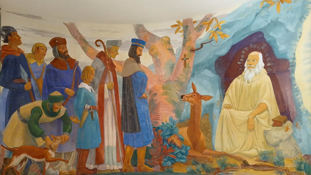 Représentation de Saint Gilles par Maître Henri Charlier. Crypte St Gilles Troyes